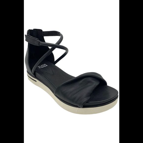 Eileen Fisher Women's Suvi Cross Strap Sandals Black - Medium - Picture 1 of 3